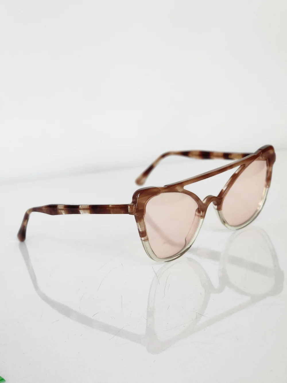 CIBELLE Cat‎ Eye Tortoiseshell Sunglasses Pink Gradient Lenses Handmade In Italy